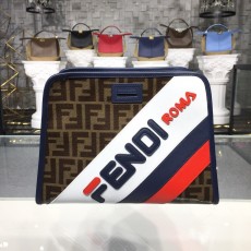 펜디 FENDI FF 레더 피카부 디펜더 토트 백